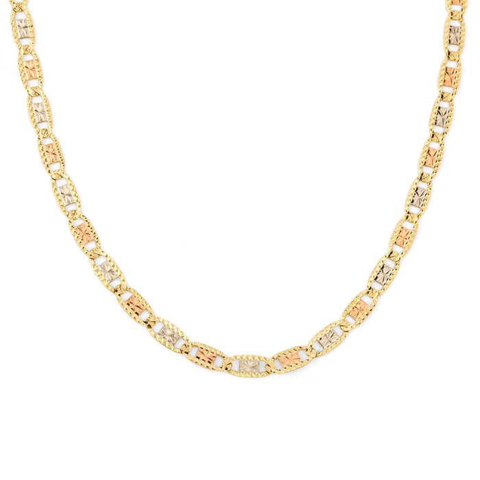 Real 14k Gold Tri-Color Valentino Chain — Marquise Jewelry